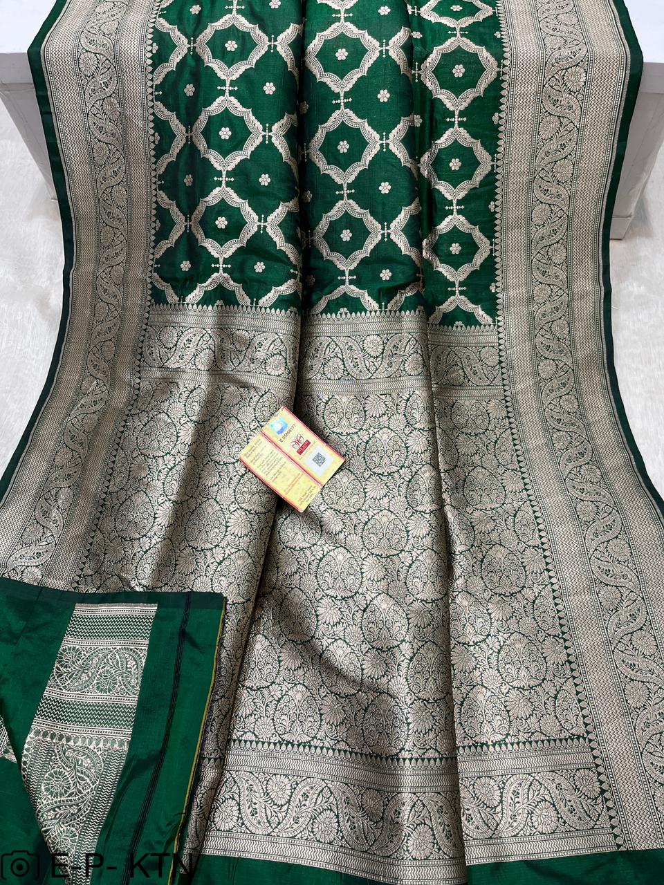 Pure Handloom Katan Cutwork Banarasi Saree