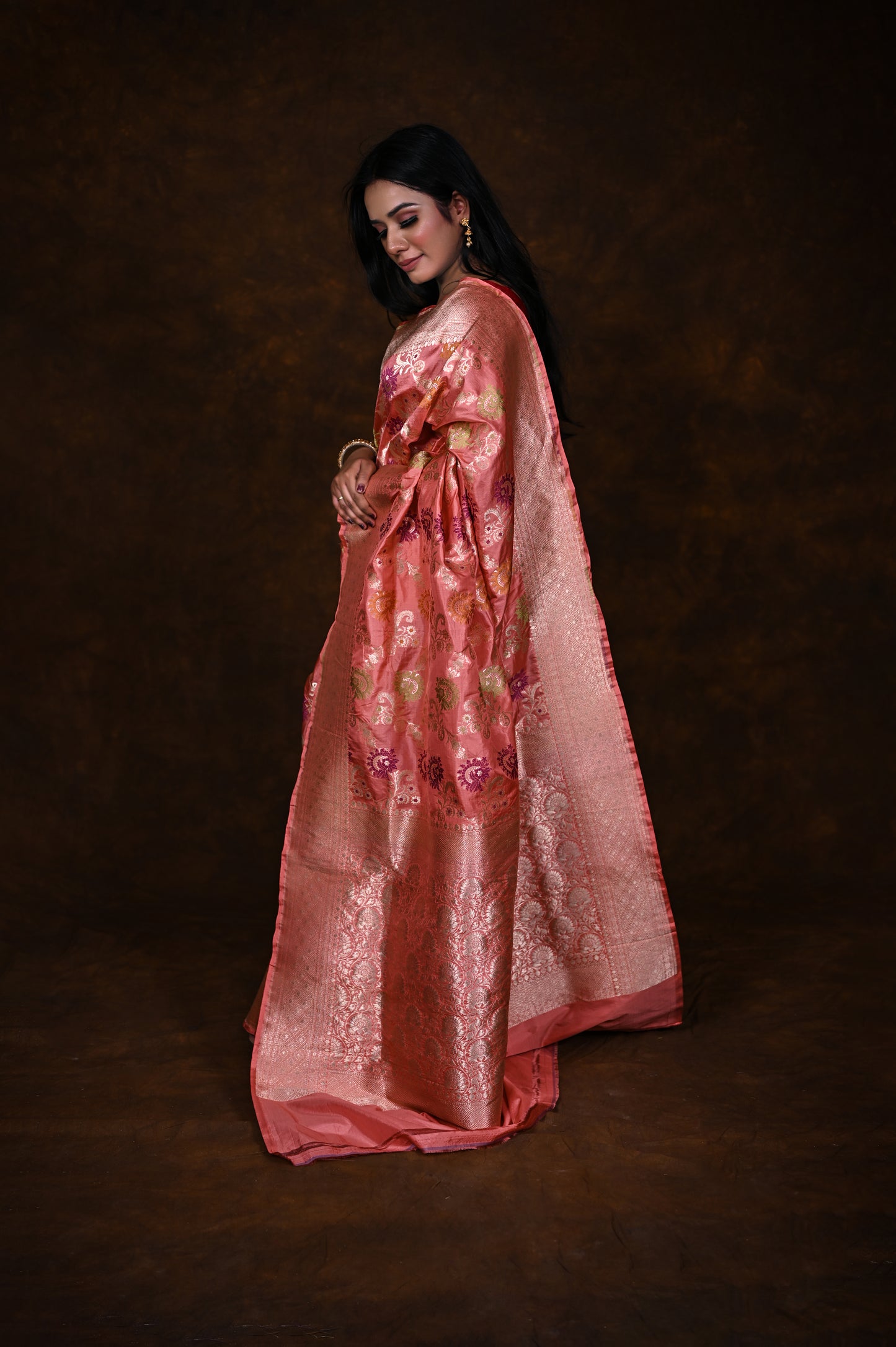 Pure Handwoven Katan Meenakari Banarasi Saree