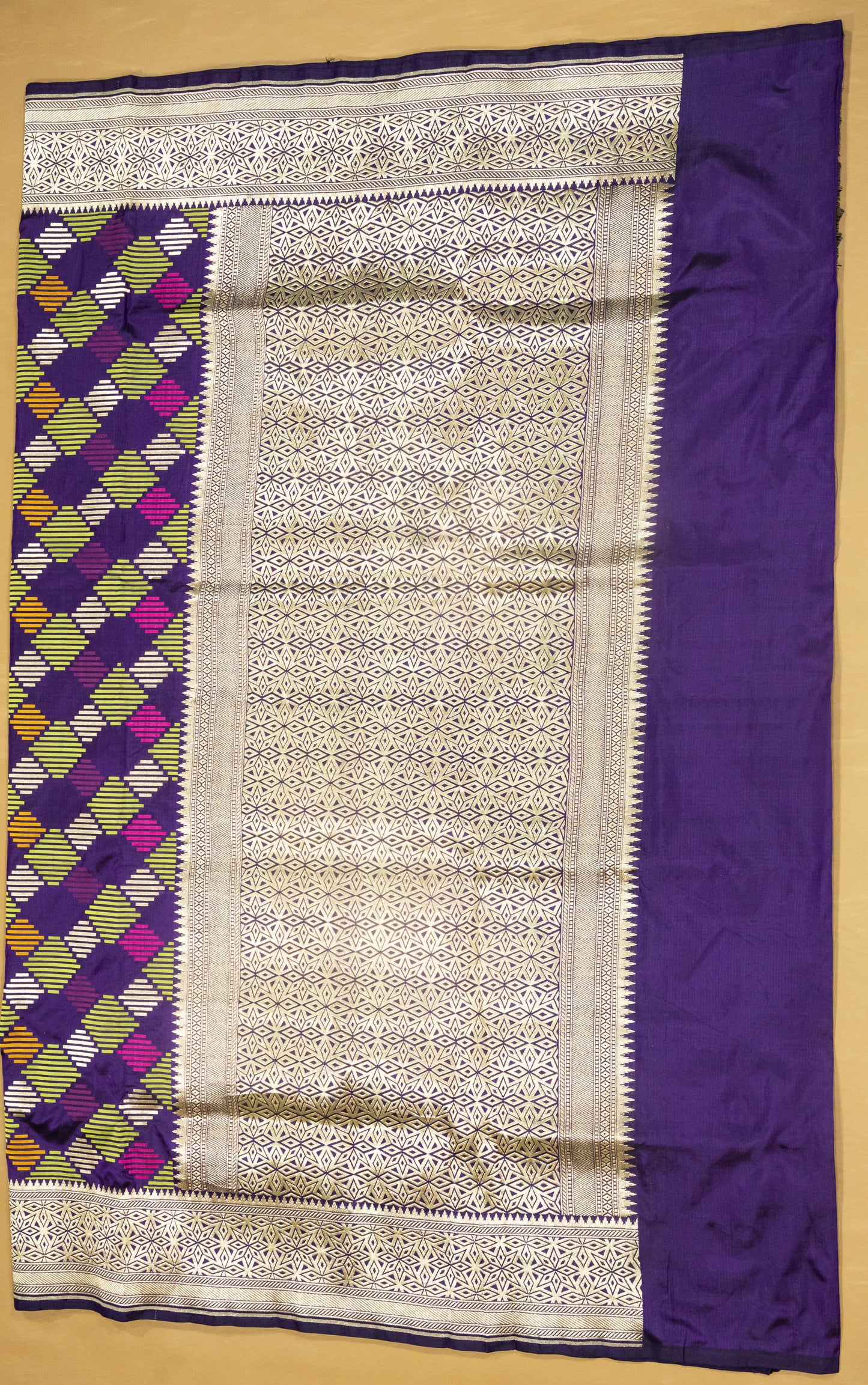 Purple Handwoven Pure Katan Multi Meenakari Banarasi Saree