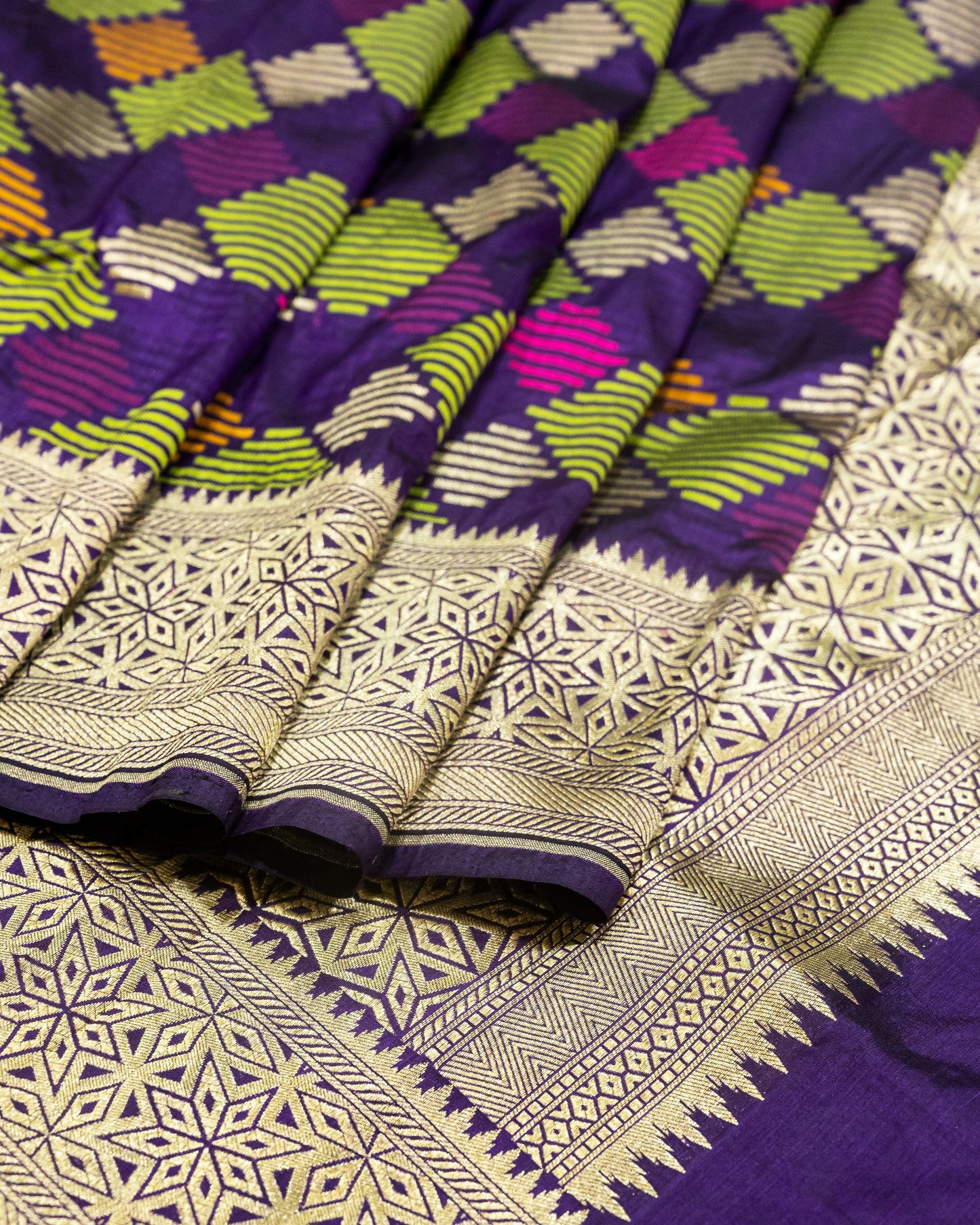 Purple Handwoven Pure Katan Multi Meenakari Banarasi Saree