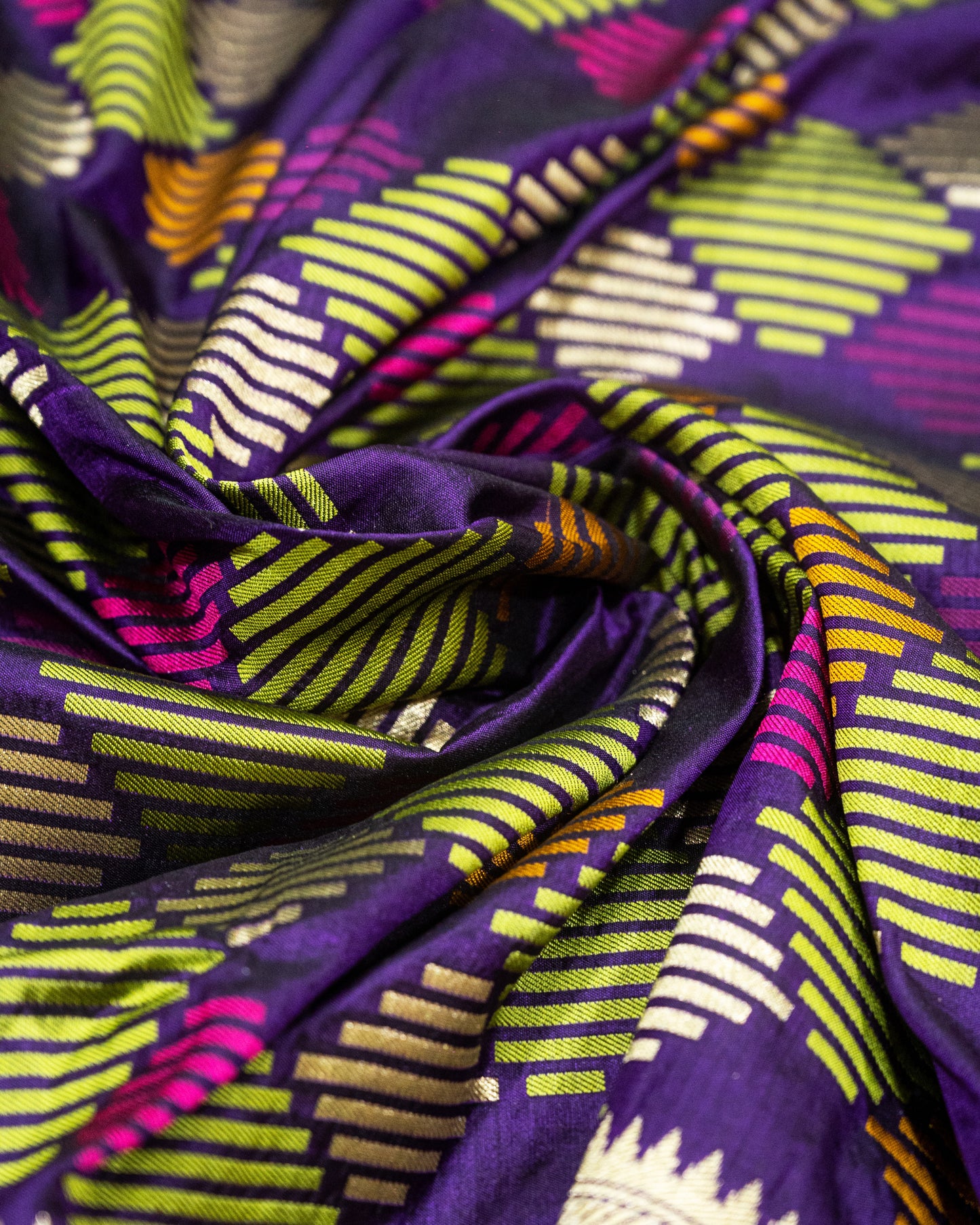 Purple Handwoven Pure Katan Multi Meenakari Banarasi Saree