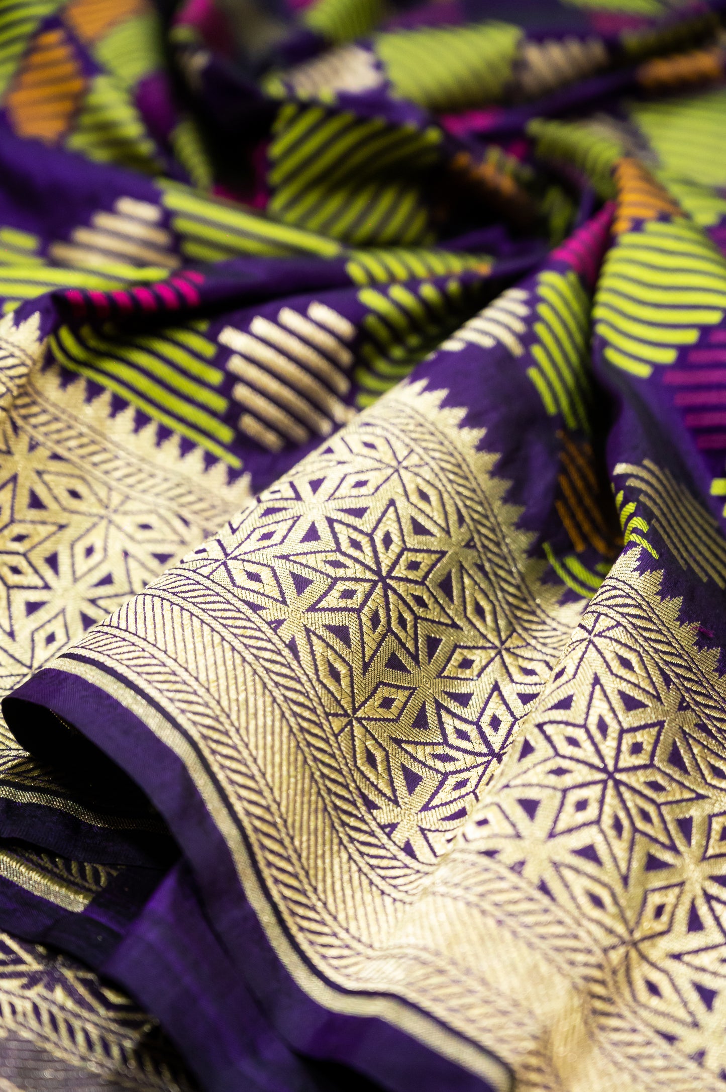 Purple Handwoven Pure Katan Multi Meenakari Banarasi Saree