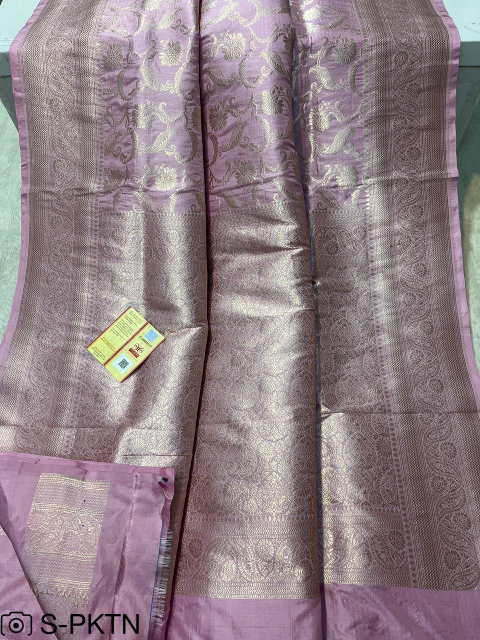 Pure Handloom Katan Cutwork Elegant Banarasi Saree
