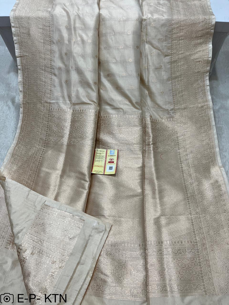 Pure Handloom Katan Cutwork Banarasi Saree