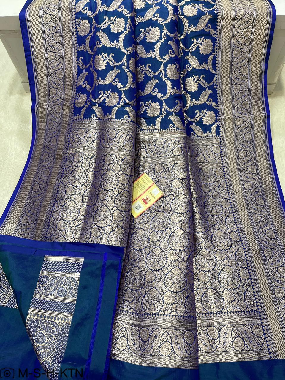 Pure Elegant Handwoven Katan Cutwork Banarasi Saree