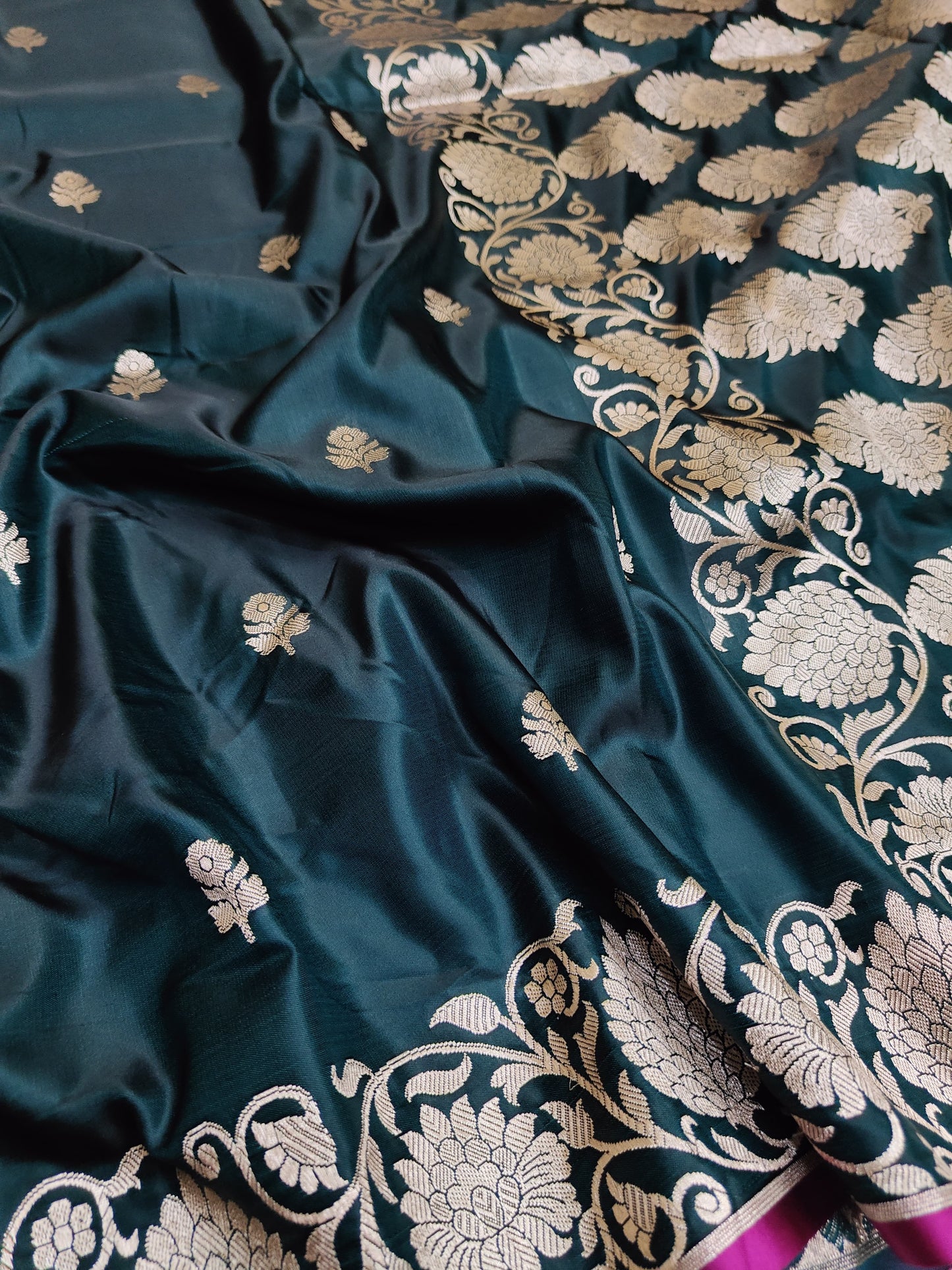 Banarasi Handwoven Satin Mashru Silk Saree
