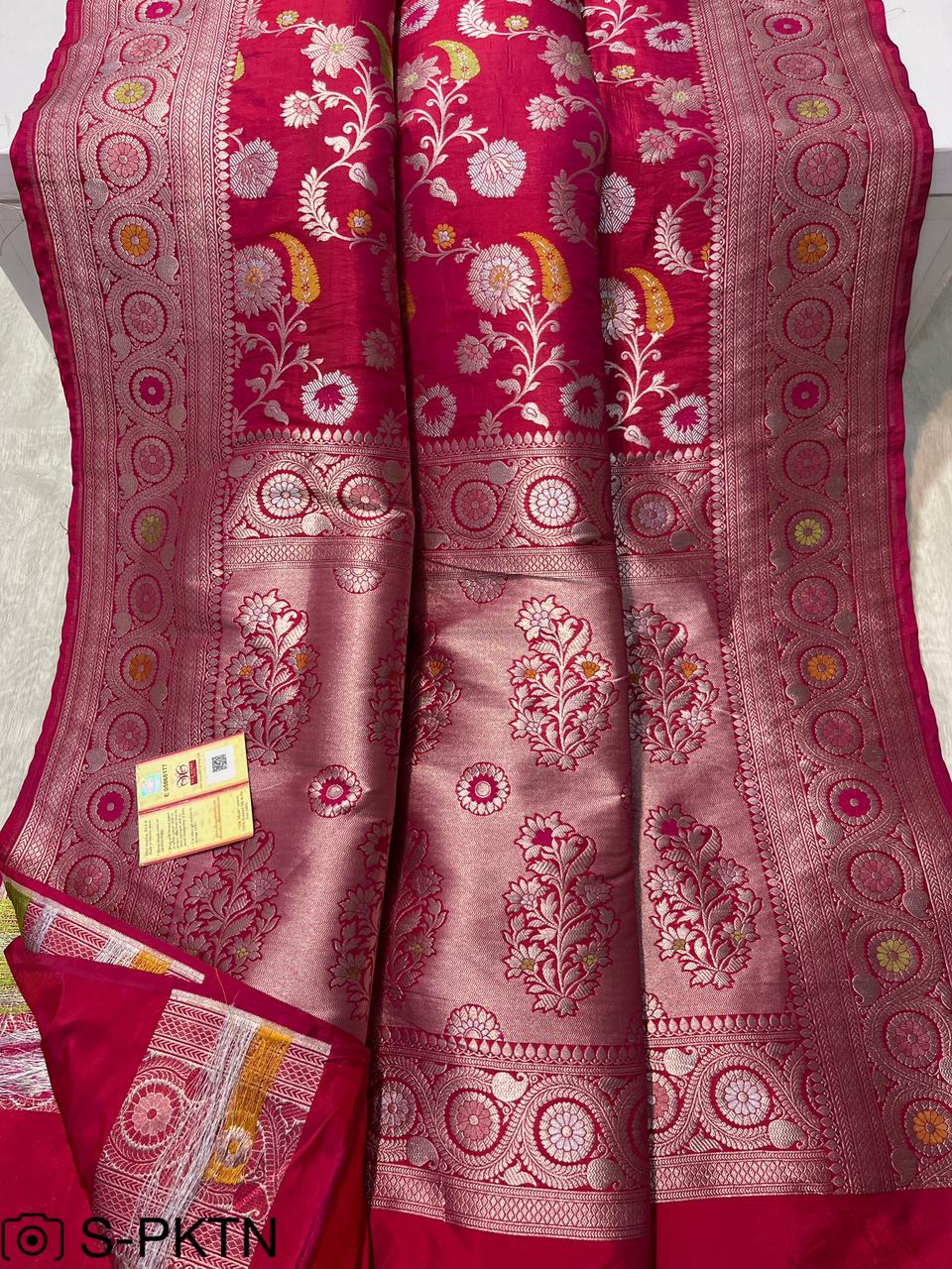 Katan Meenakari Handloom Raani Banarasi Saree