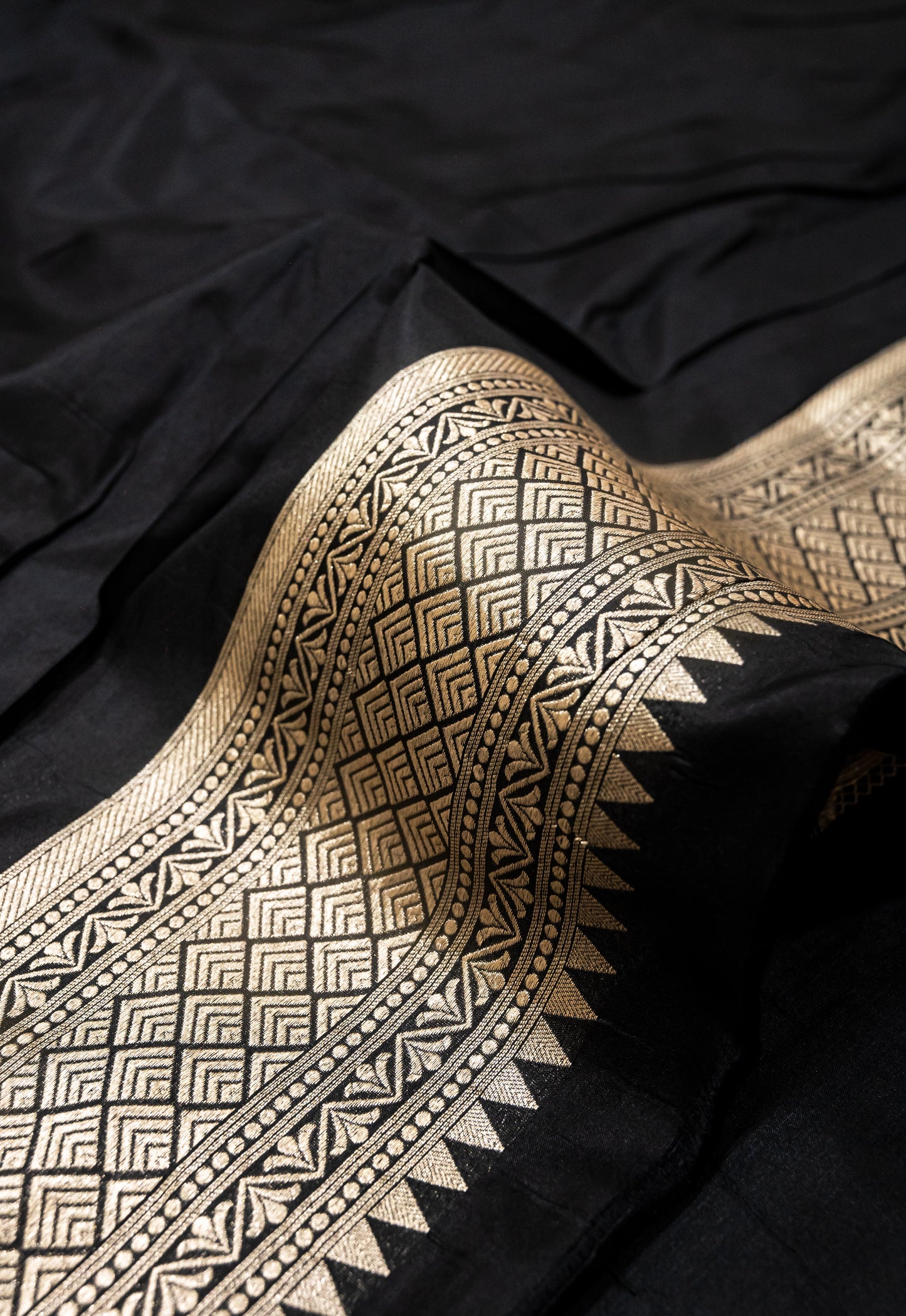 Pure Handloom Katan Black Banarasi Saree