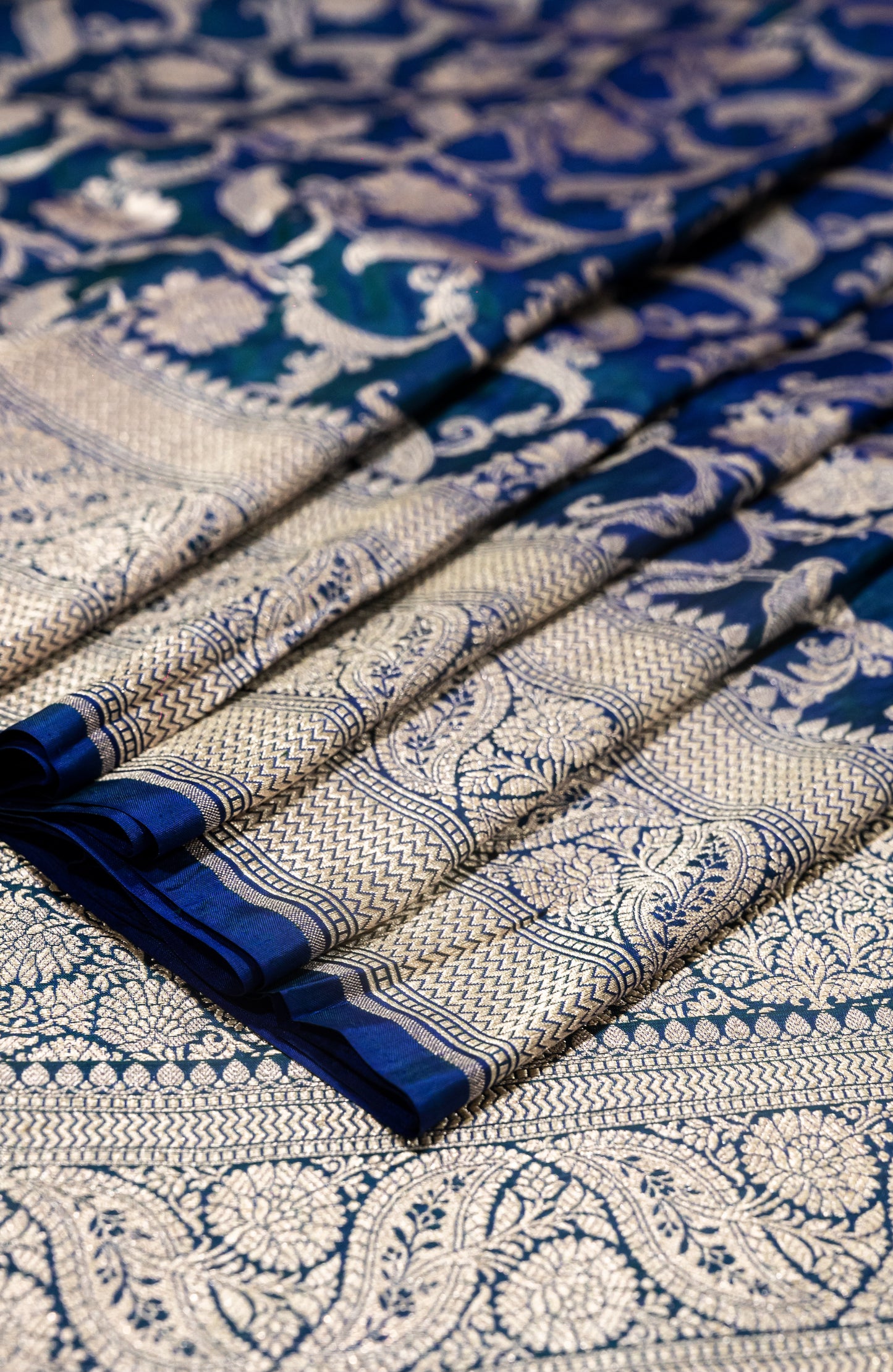 Blue Jaal Handwoven Pure Katan Silk Banarasi Saree