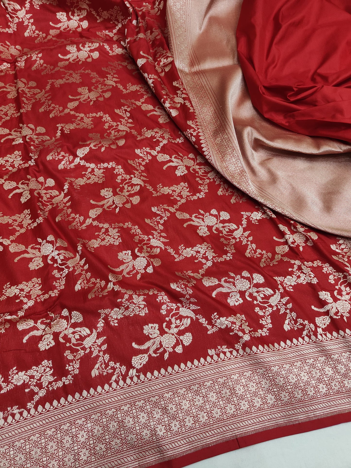 Red Pure Katan Silk Banarasi Saree