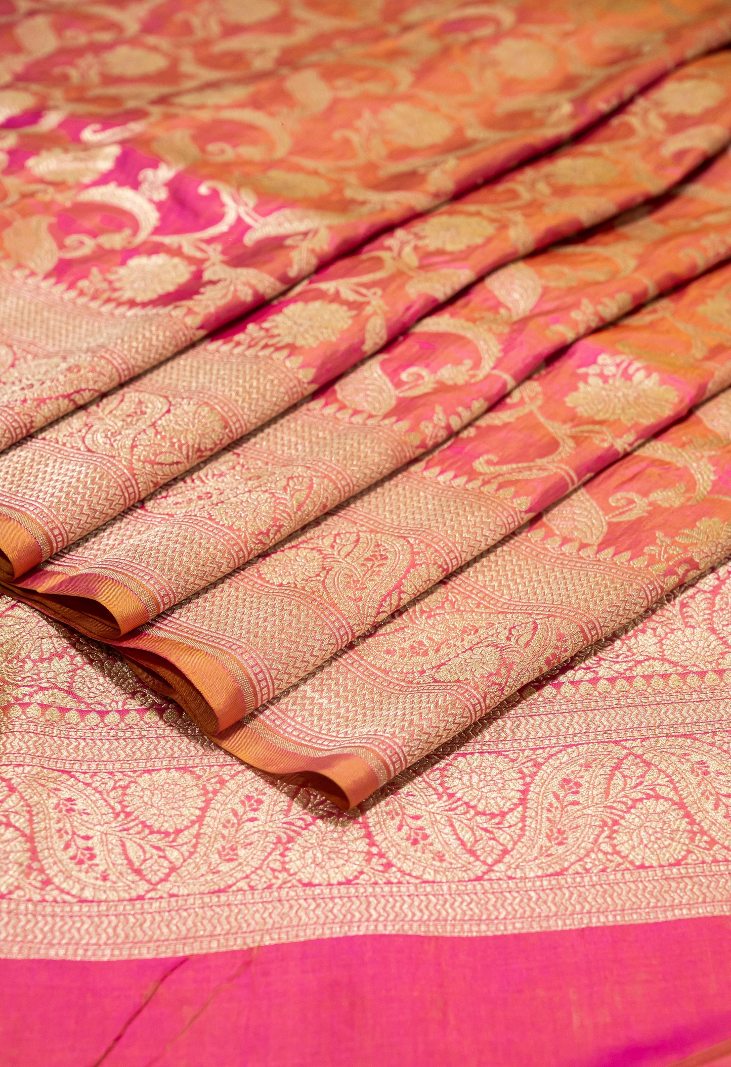 Coral Jaal Handwoven Pure Katan Silk Banarasi Saree