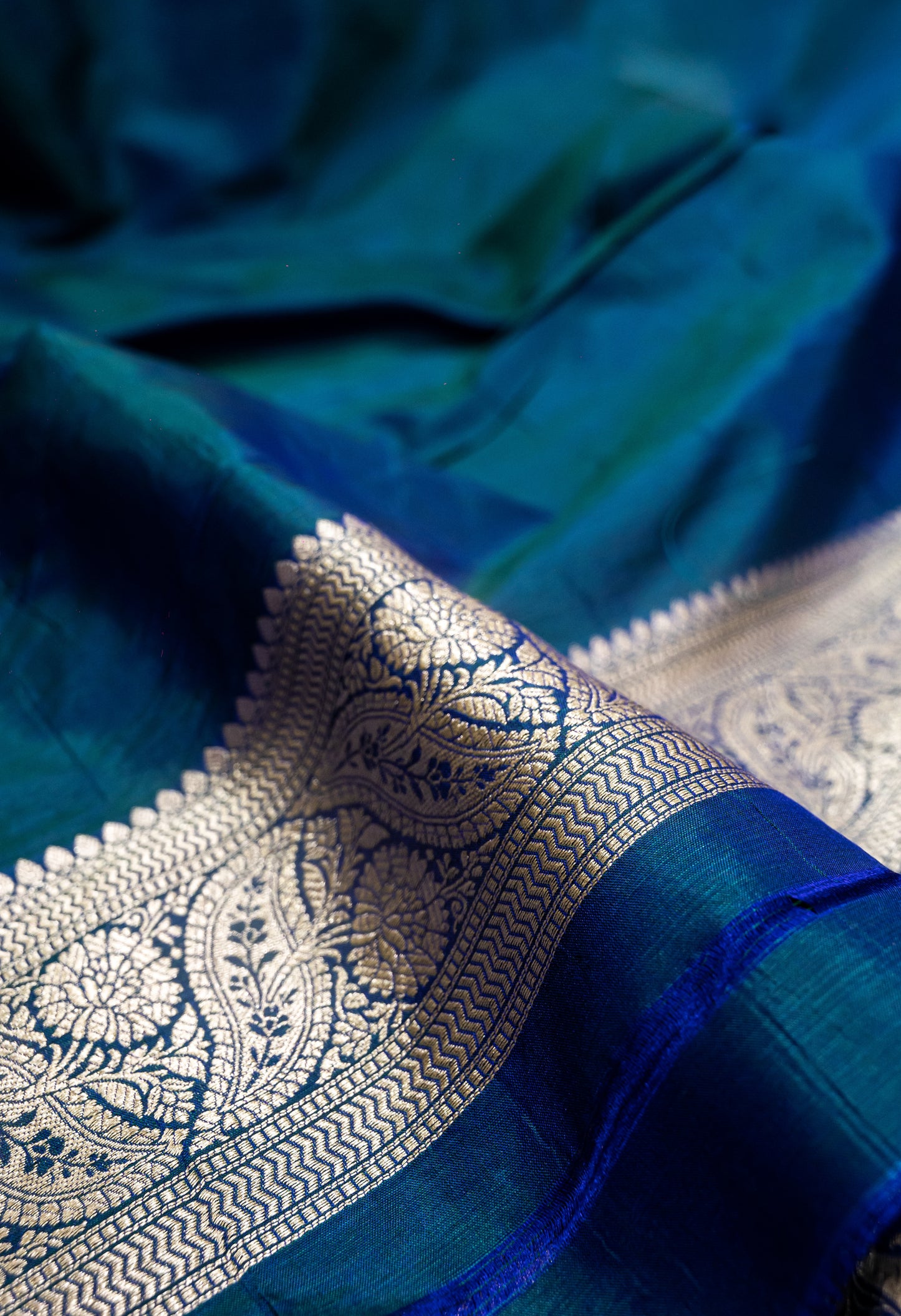 Blue Jaal Handwoven Pure Katan Silk Banarasi Saree