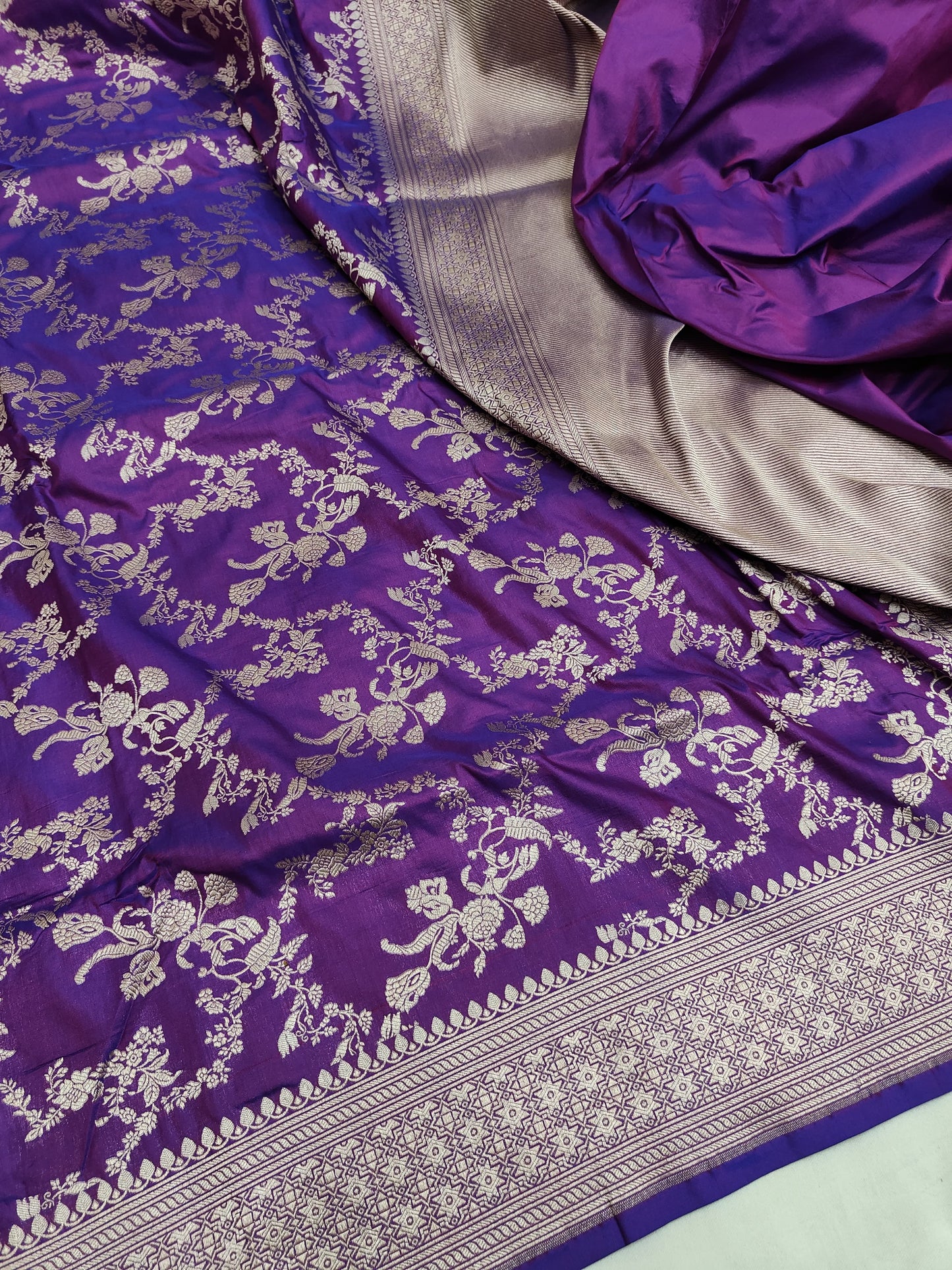 Magenta Pure Katan Silk Banarasi Saree