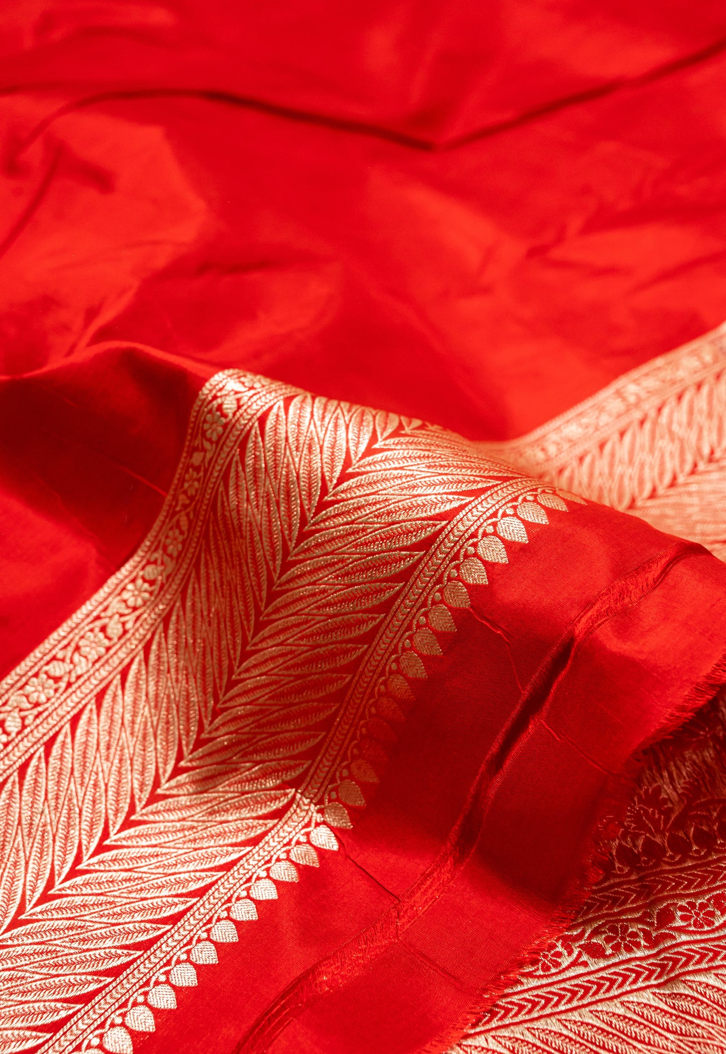 Red Jaal Handwoven Pure Katan Silk Banarasi Saree