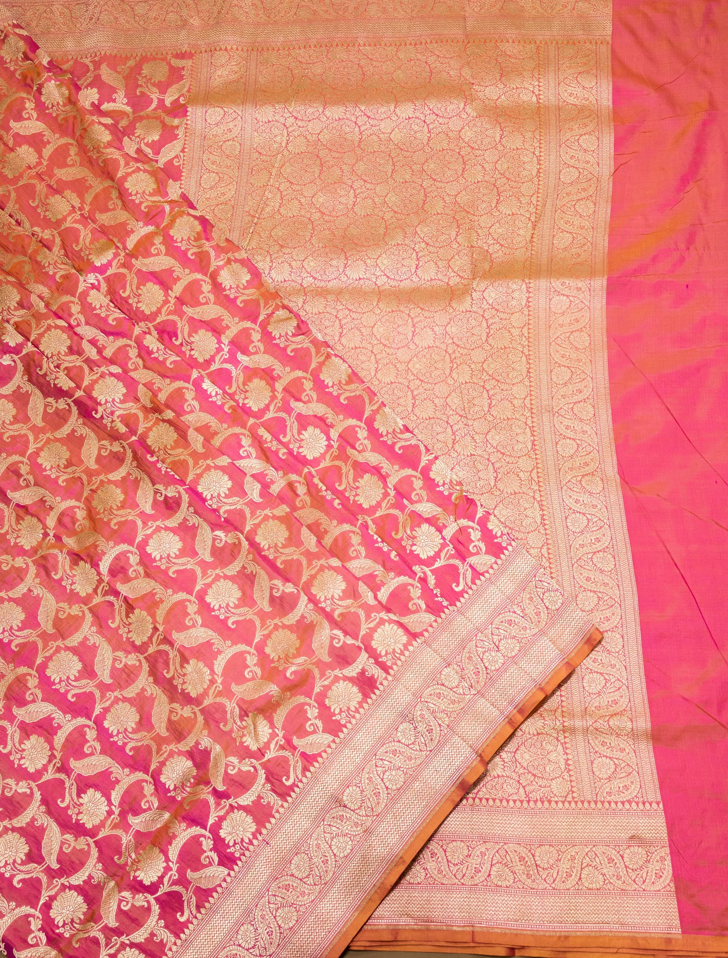 Coral Jaal Handwoven Pure Katan Silk Banarasi Saree