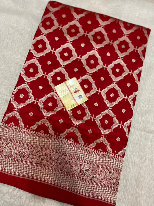 Pure Handloom Katan Cutwork Banarasi Saree