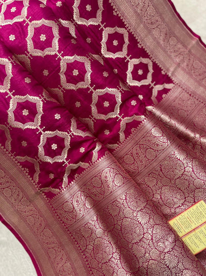 Pure Handloom Katan Cutwork Banarasi Sari