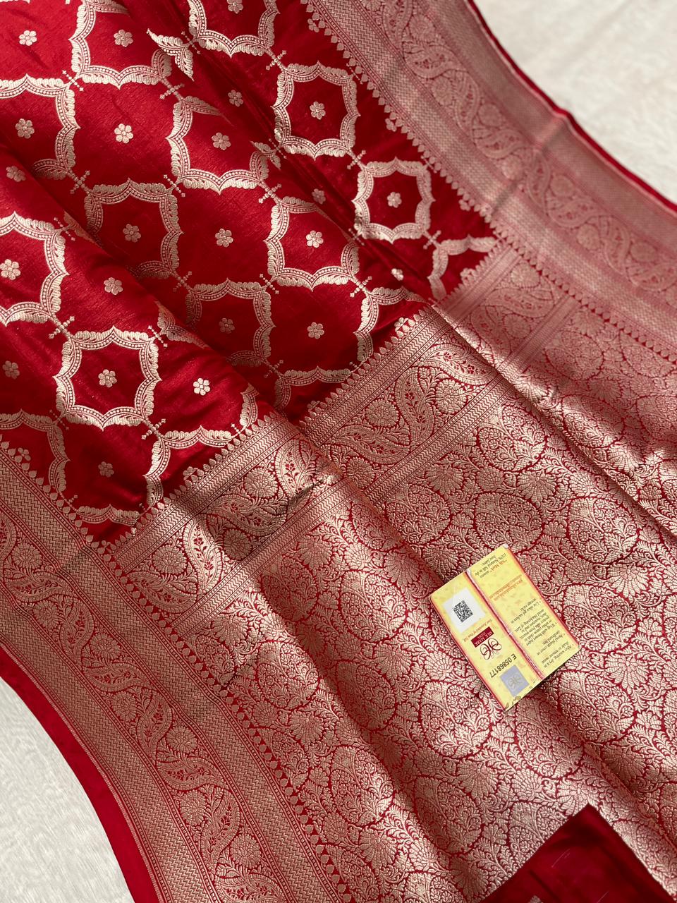 Pure Handloom Katan Cutwork Banarasi Saree