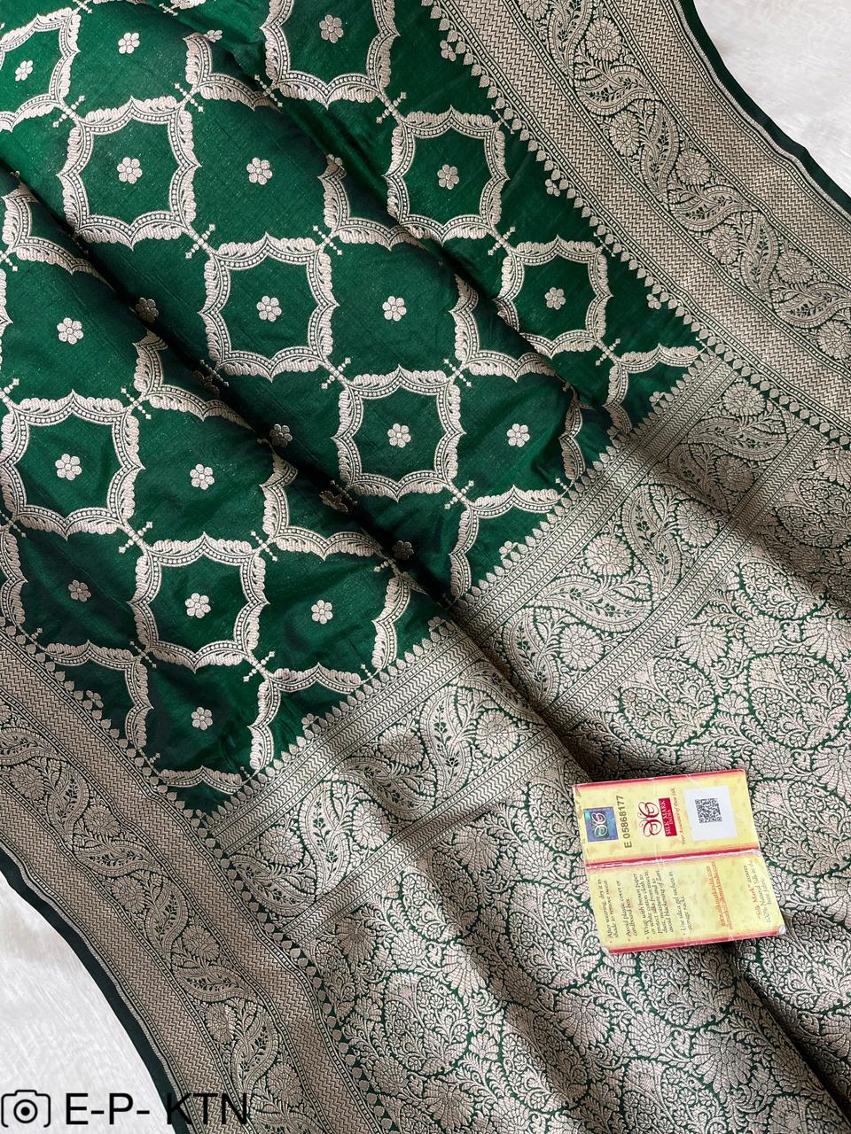 Pure Handloom Katan Cutwork Banarasi Saree