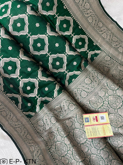 Pure Handloom Katan Cutwork Banarasi Saree