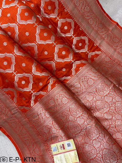 Pure Handloom Katan Cutwork Banarasi Saree