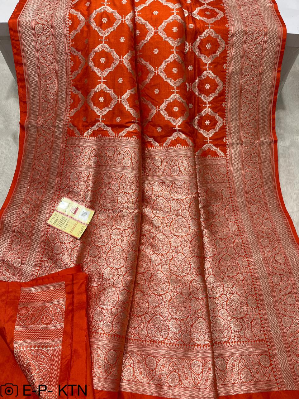 Pure Handloom Katan Cutwork Banarasi Saree