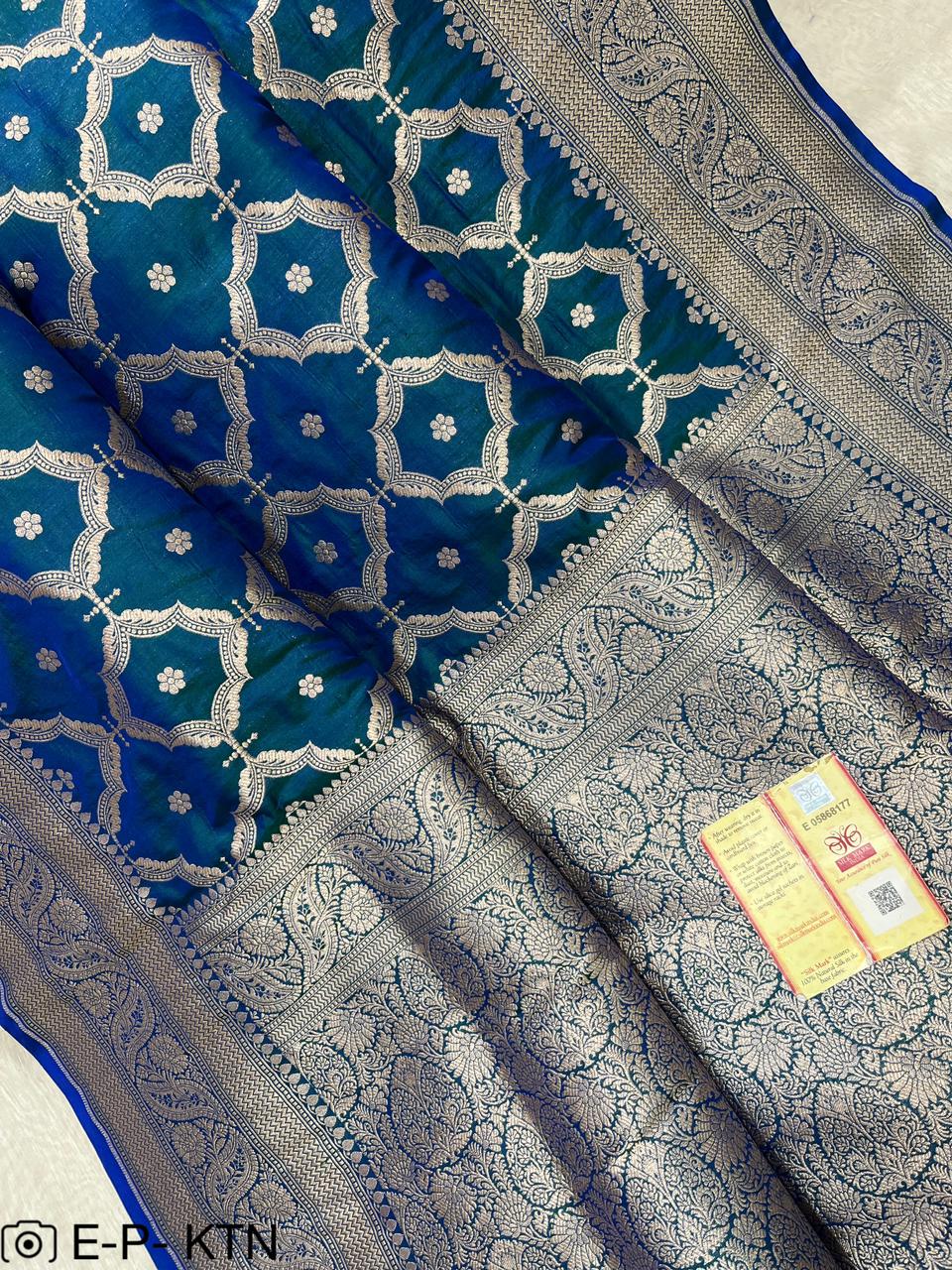 Pure Handloom Katan Cutwork Banarasi Saree