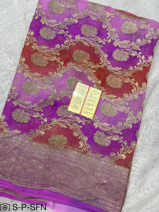 Pure Khaddi Georgette Handbrush Silk Saree