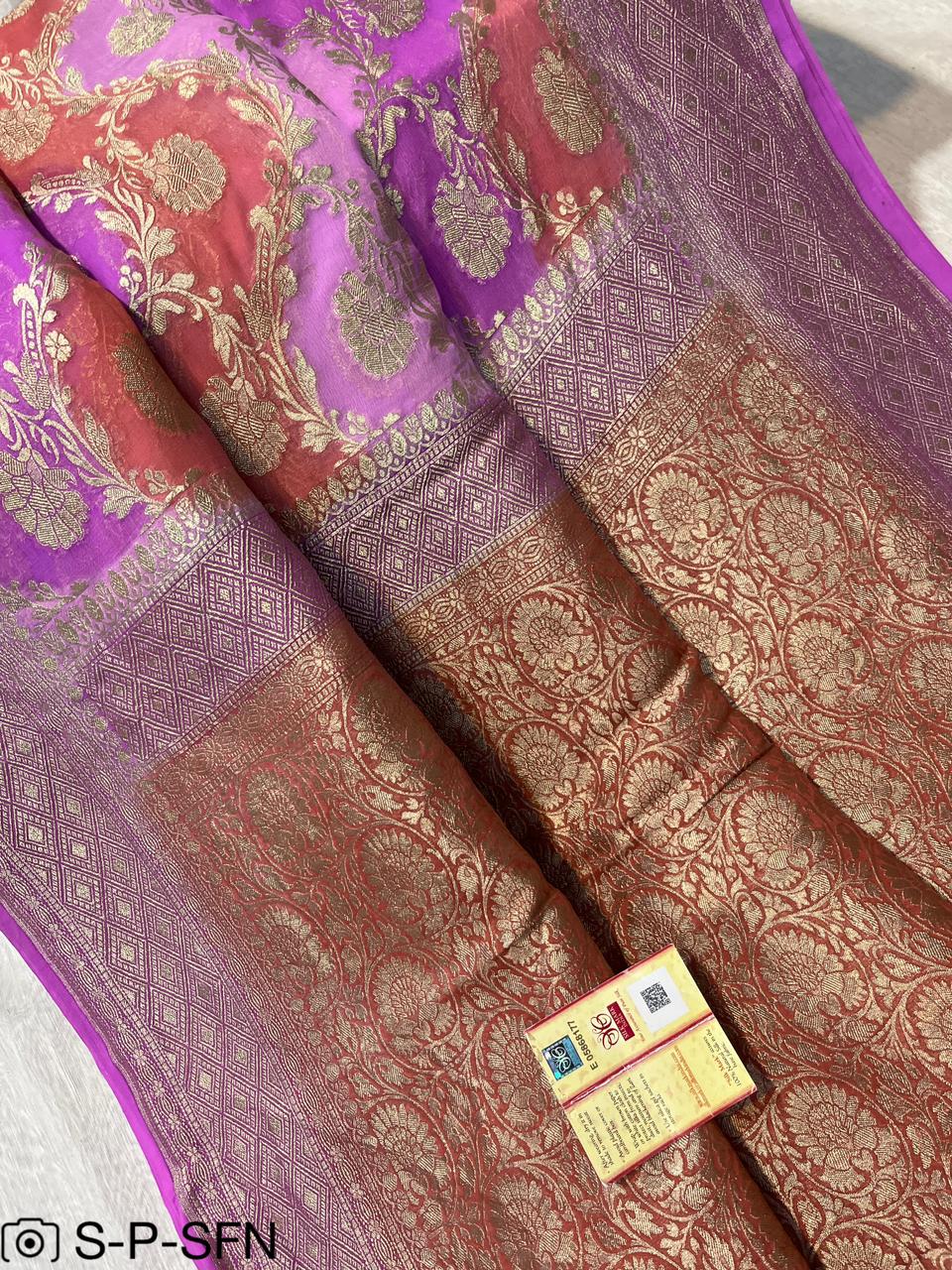 Pure Khaddi Georgette Handbrush Silk Saree