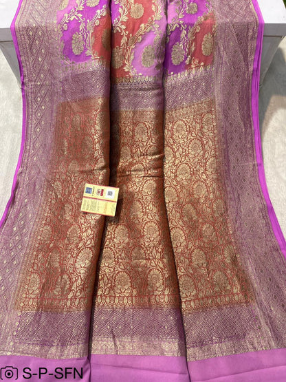 Pure Khaddi Georgette Handbrush Silk Saree