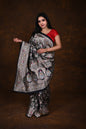 Black Handwoven Pure Katan Meenakari Banarasi Saree