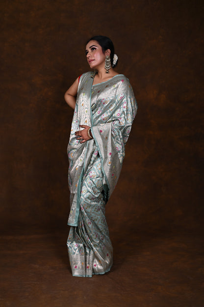 Banarasi Handwoven Pure Katan Meenakari Saree