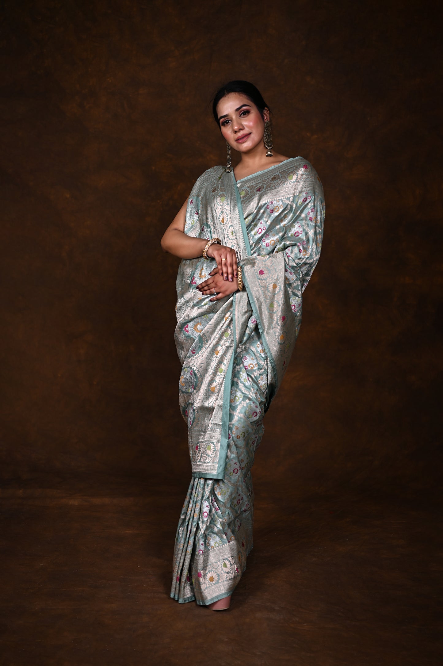 Banarasi Handwoven Pure Katan Meenakari Saree