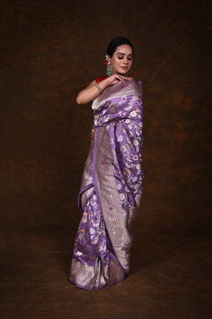 Pure Katan Meenakari Handloom Banarasi Saree