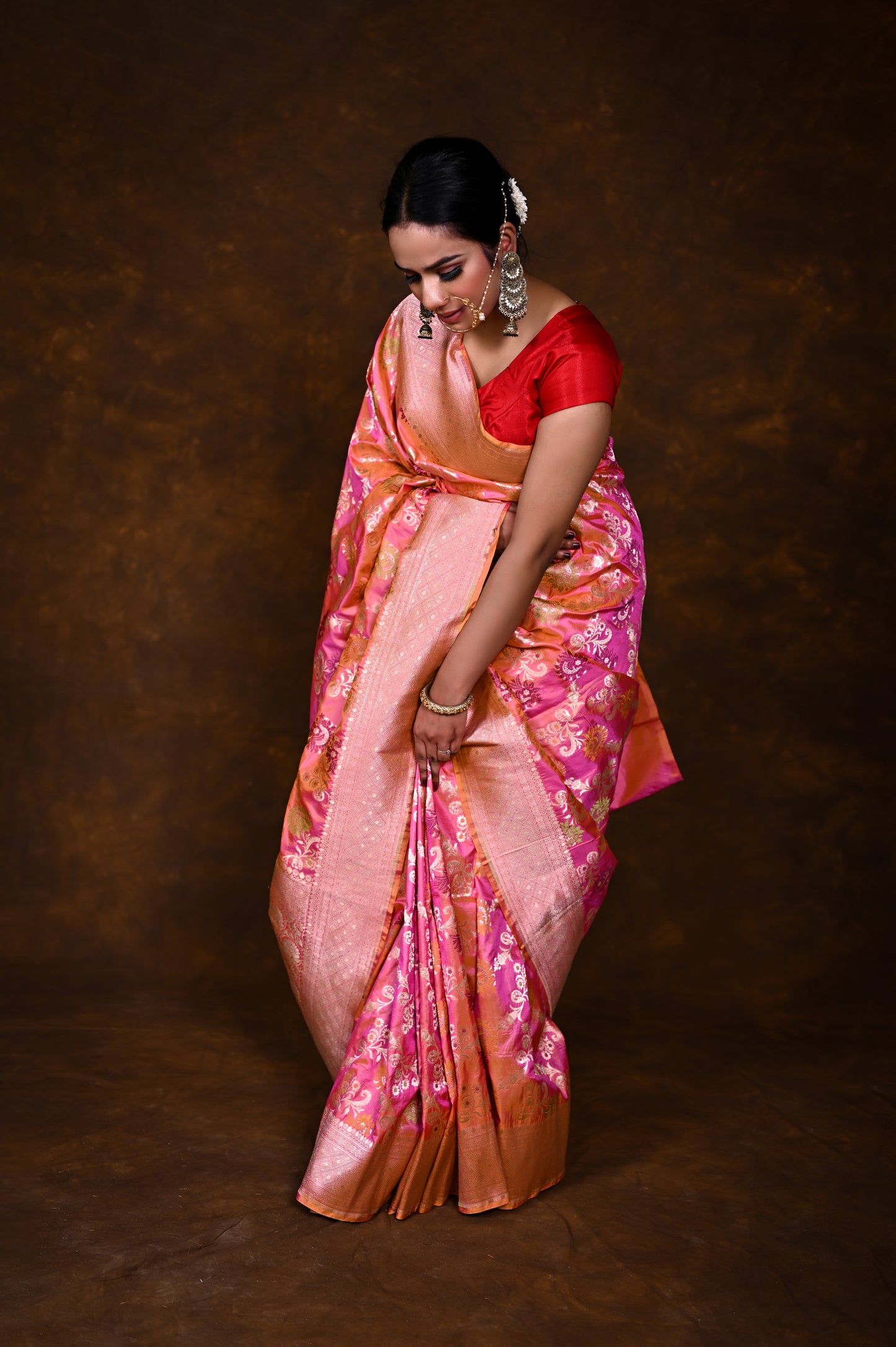 Pure Handwoven Katan Meenakari Banarasi Saree