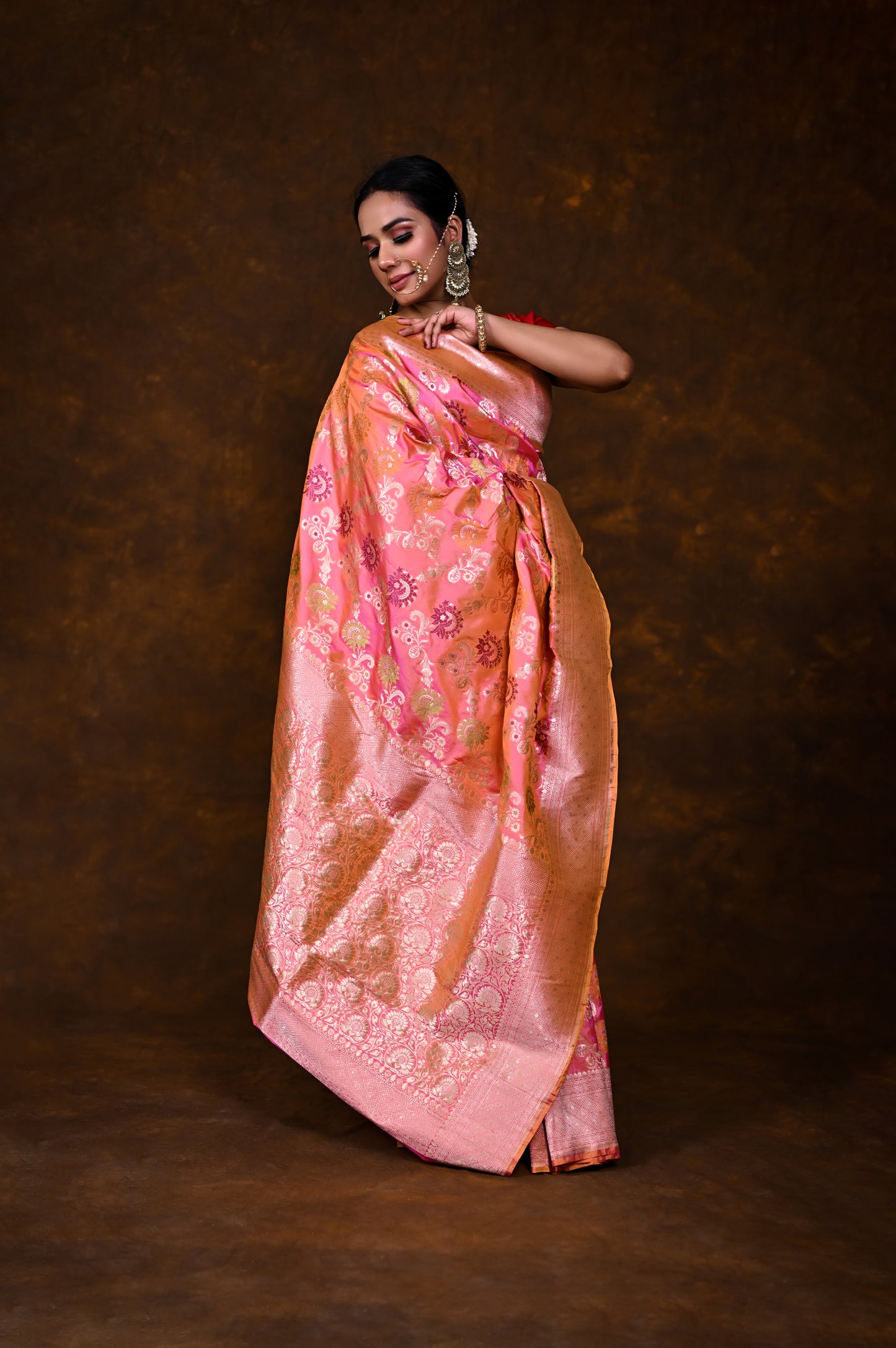 Pure Handwoven Katan Meenakari Banarasi Saree