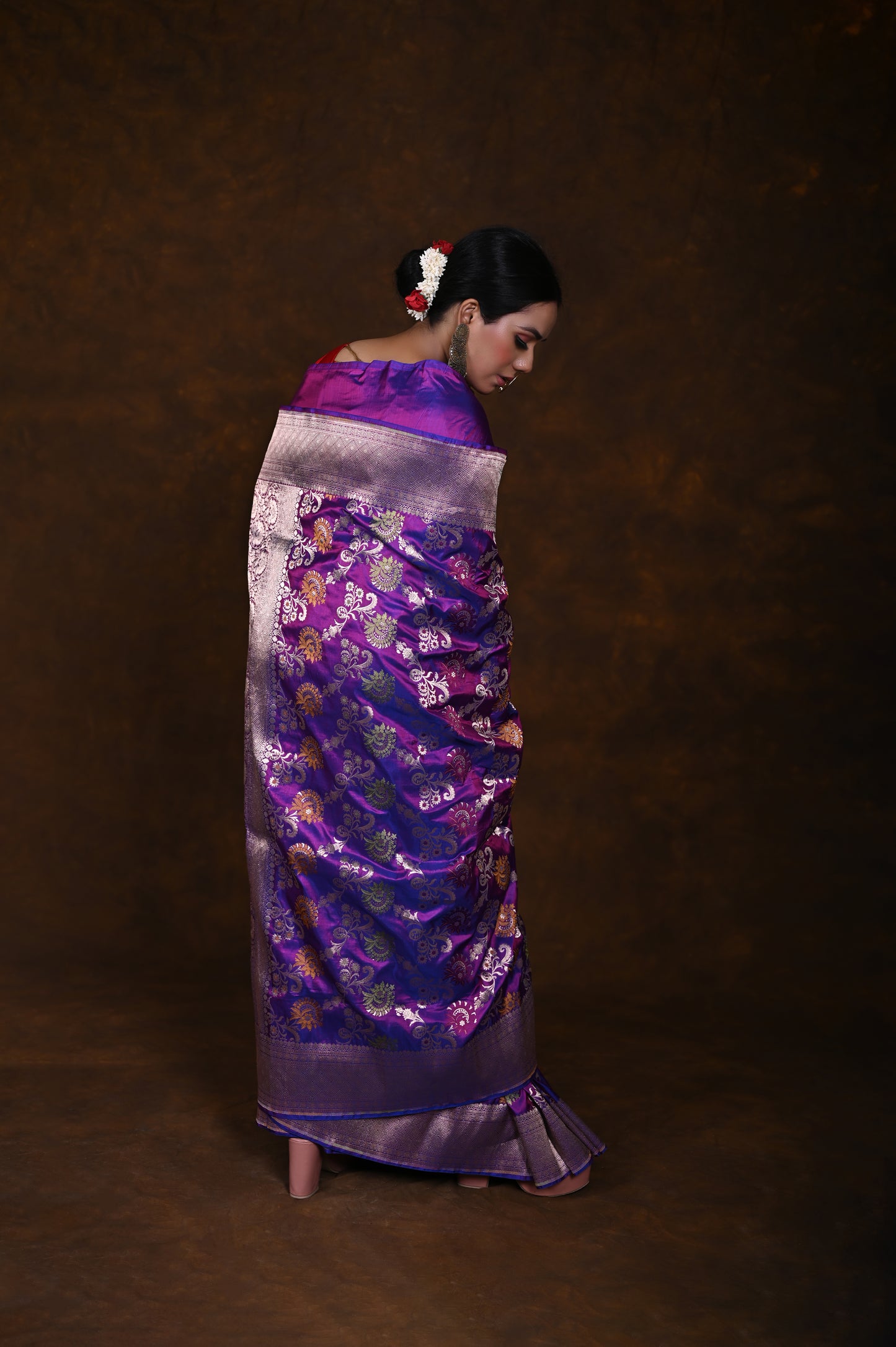 Pure Handwoven Katan Meenakari Banarasi Saree