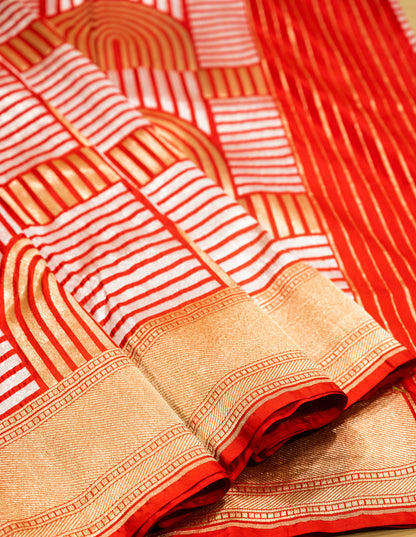 Red Pure Katan Silk Sona Roopa Zari Weaved Handloom Banarasi Saree