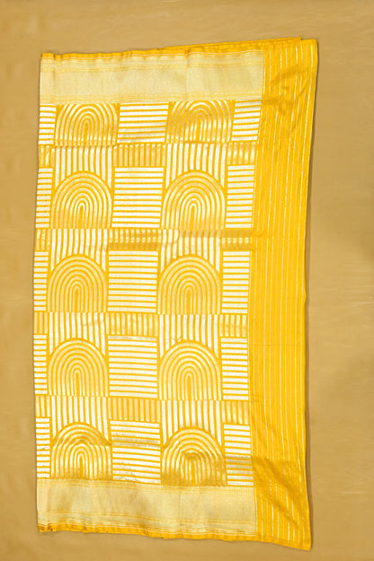 Yellow Pure Katan Silk Sona Roopa Zari Weaved Handloom Banarasi Saree