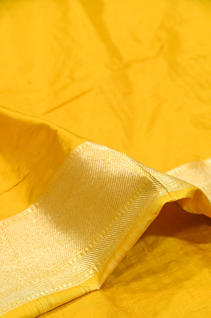 Yellow Pure Katan Silk Sona Roopa Zari Weaved Handloom Banarasi Saree