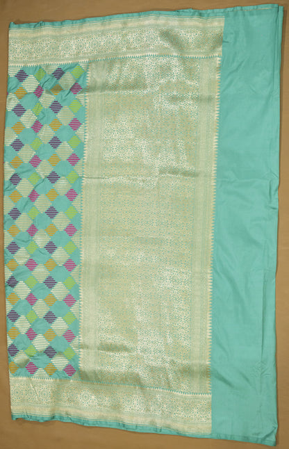 Sea Green Handwoven Pure Katan Multi Meenakari Banarasi Saree