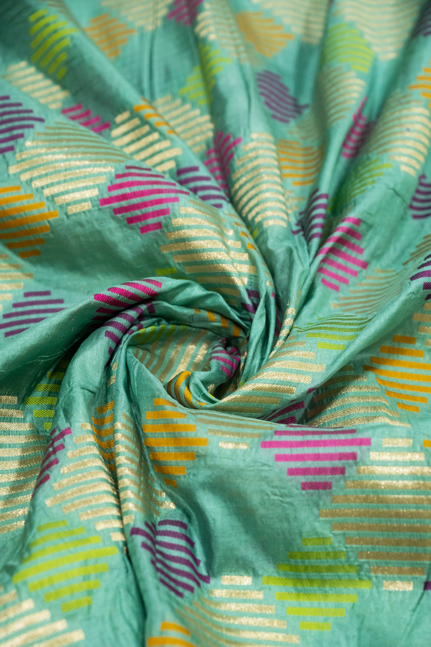 Sea Green Handwoven Pure Katan Multi Meenakari Banarasi Saree