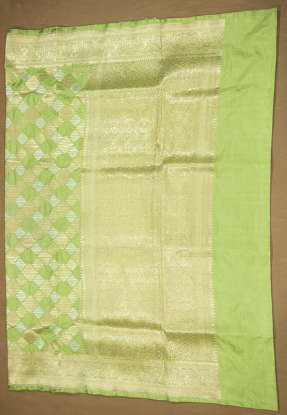 Pista Green Handwoven Pure Katan Sona Roopa Meenakari  Banarasi Saree