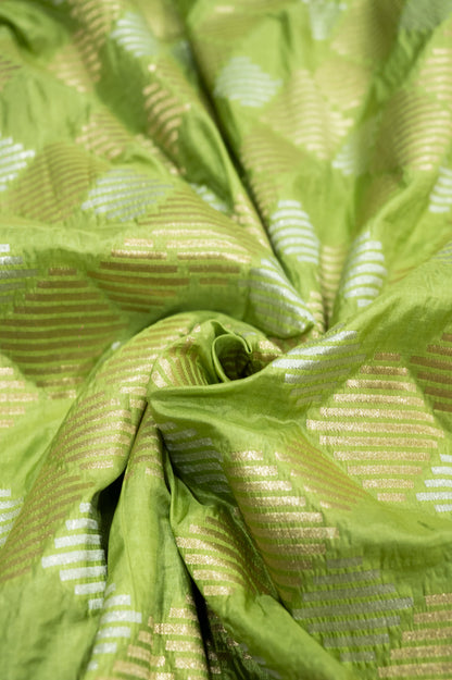 Pista Green Handwoven Pure Katan Sona Roopa Meenakari  Banarasi Saree