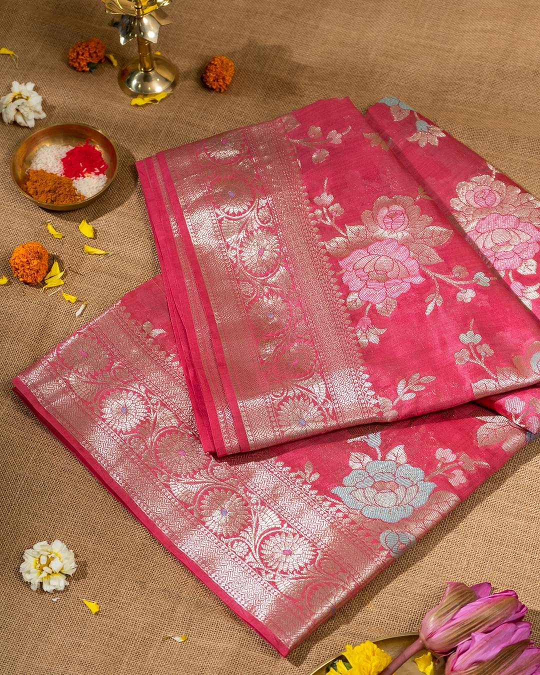 Pure Handwoven Chiniya Silk Banarasi Saree