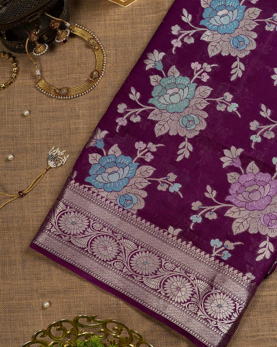 Pure Handwoven Chiniya Silk Banarasi Saree