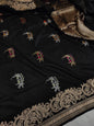Black Handwoven Vintage Pure Banarasi Silk Saree