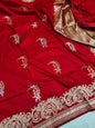 Red Handwoven Vintage Pure Banarasi Silk Saree