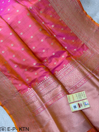 Pure Handloom Katan Cutwork Banarasi Saree