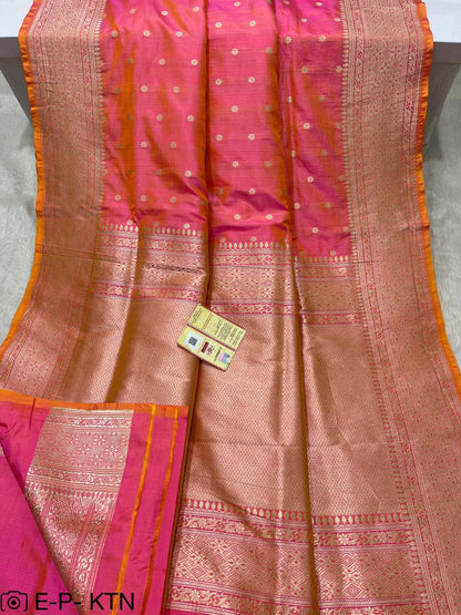 Pure Handloom Katan Cutwork Banarasi Saree